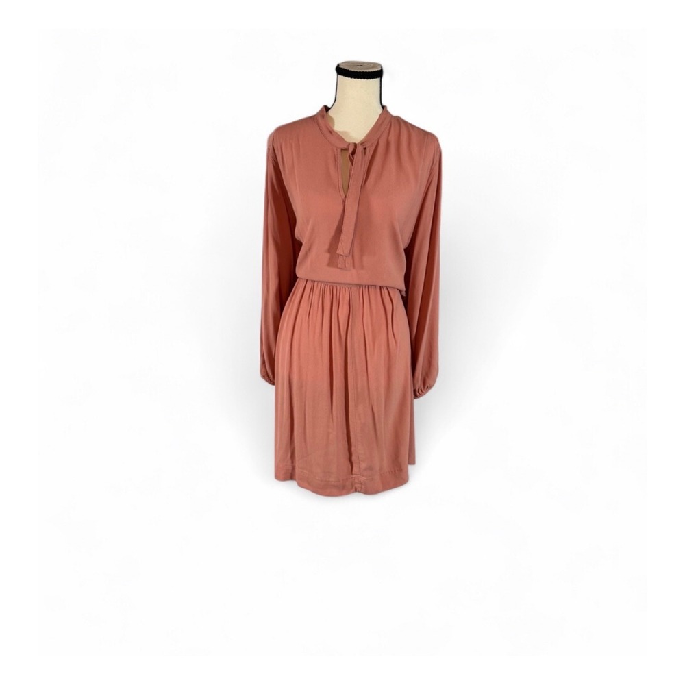 Free Assembly Women Pink Tie Neck Long Sleeve Mini Dress XXL/2XL